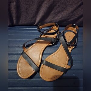 Call It Spring Black Strappy Flat Sandals | Ankle Strap Summer Shoes